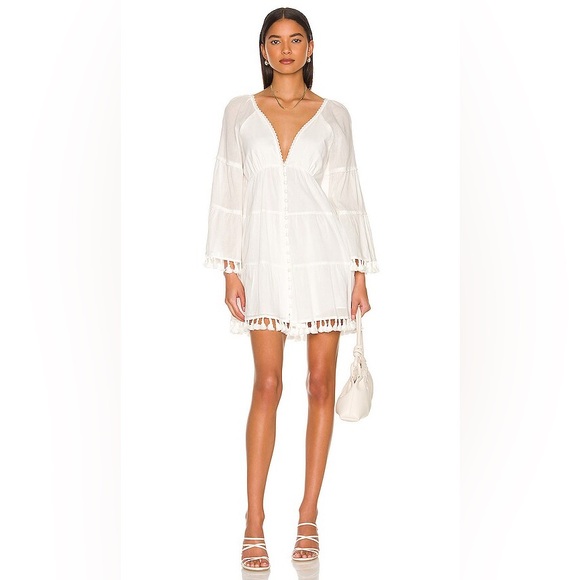 Alice + Olivia Alexandria Open Back Mini Tassel Tunic Dress - Picture 1 of 6